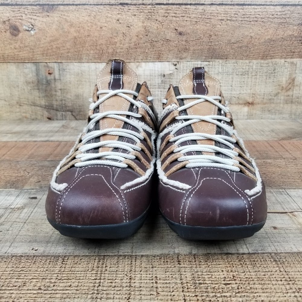 Skechers Brown Sneakers Leather Men Classic Shoes - Picture 2 of 8